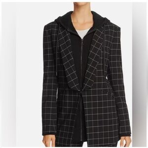 Alice + Olivia Black and White Checkered Blazer